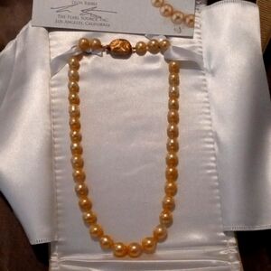 8-10 mm Cultured Tahitian Golden Indonesia South Sea Golden Pearl necklace